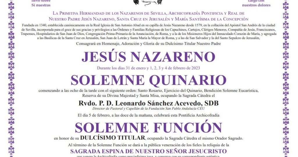 Solemne Quinario a Jesús Nazareno