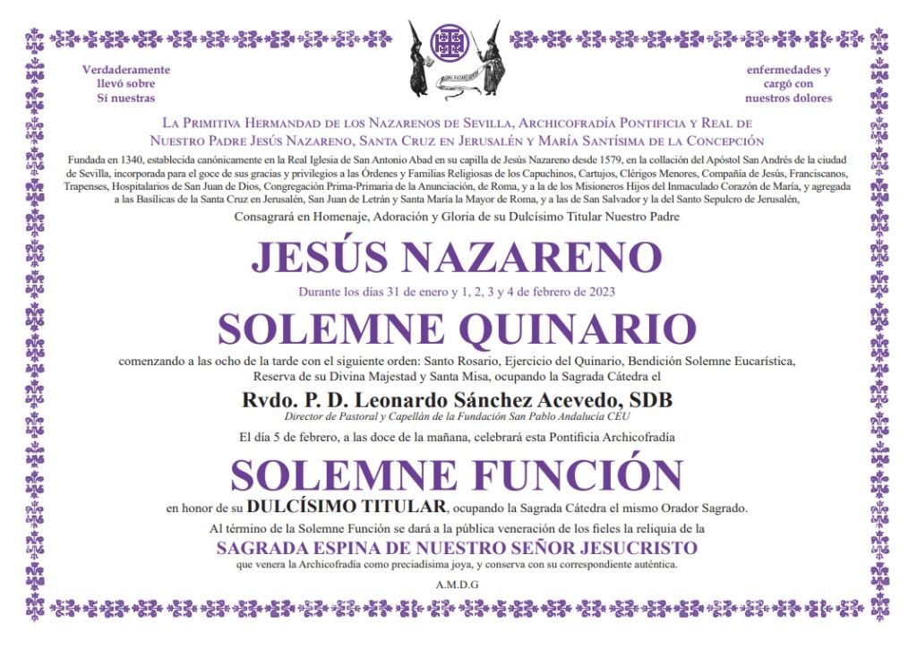 Solemne Quinario a Jesús Nazareno