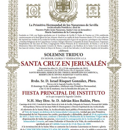 Convocaroria Triduo Sta Cruz y FPI 2023